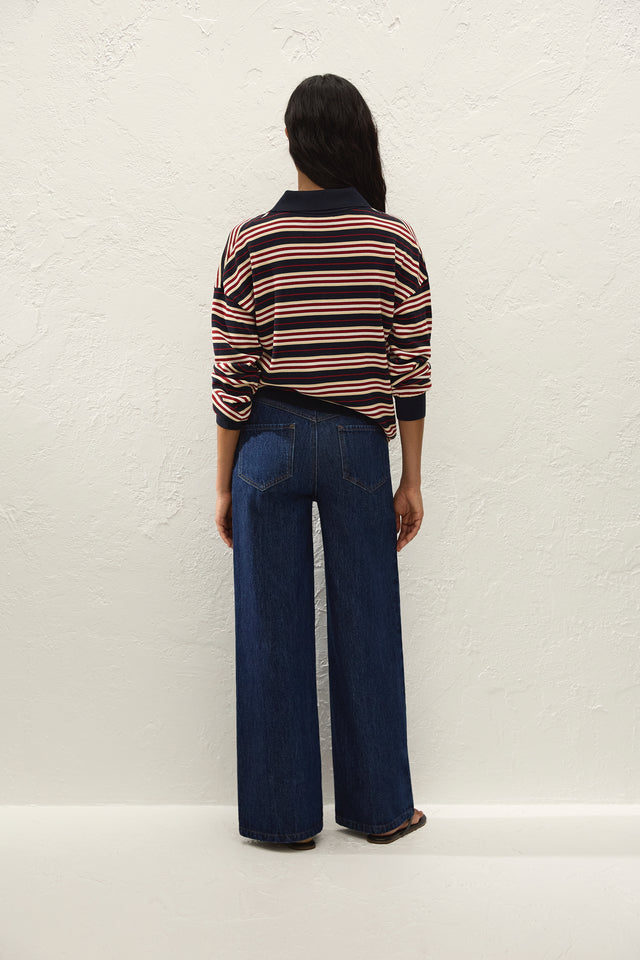 Harlow Oversized Polo Cila Stripe Navy