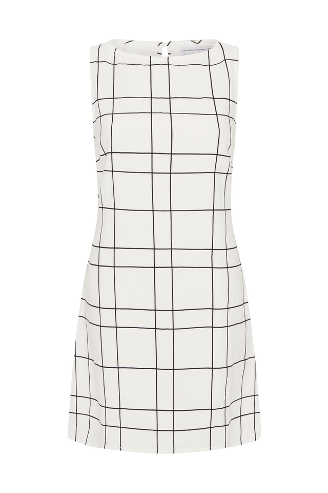 faithfull the brand lui mini dress Lui Mini Dress Letizia Check White
