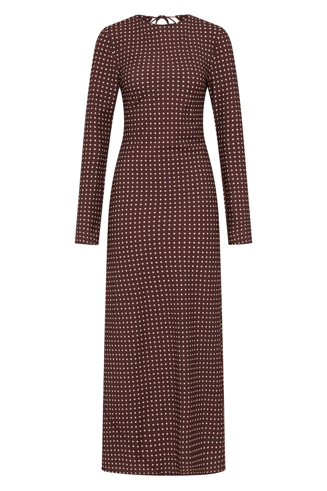 Mesa Maxi Dress Polkadot Chocolate Plum