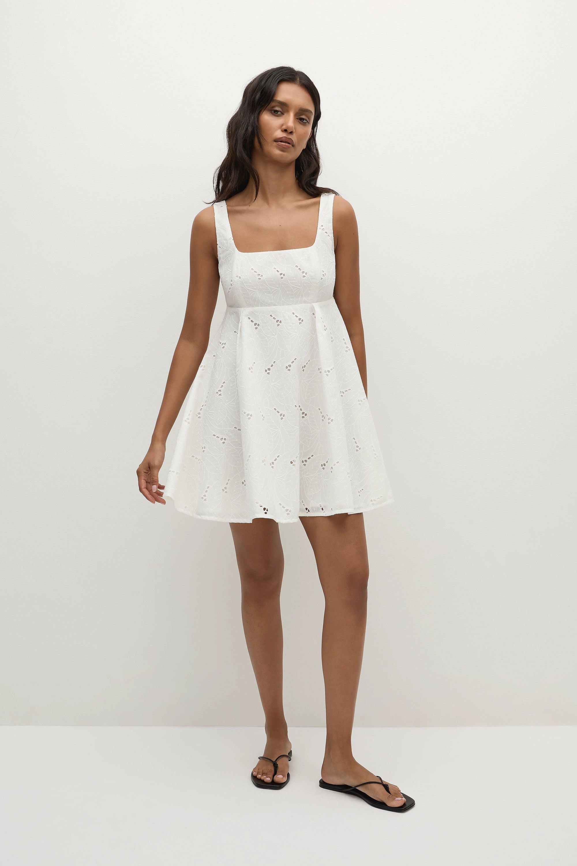 faithfull the brand lovita mini dress Faithfull | Women's Lovis Mini Dress Birgitta Broderie Anglaise White - Final Sale