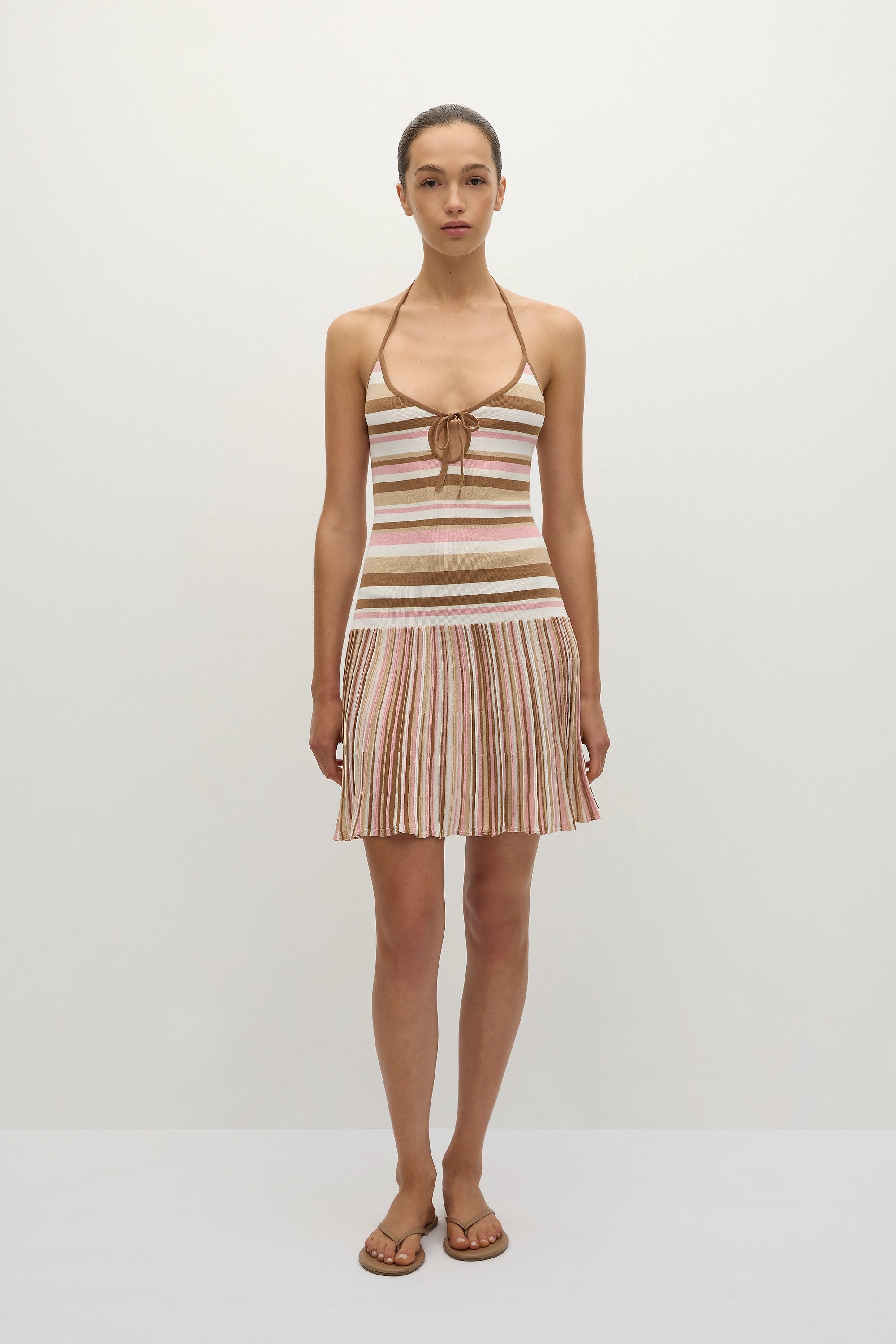 faithfull the brand Elea Mini Dress Puce Sepia Stripe Hot Sale
