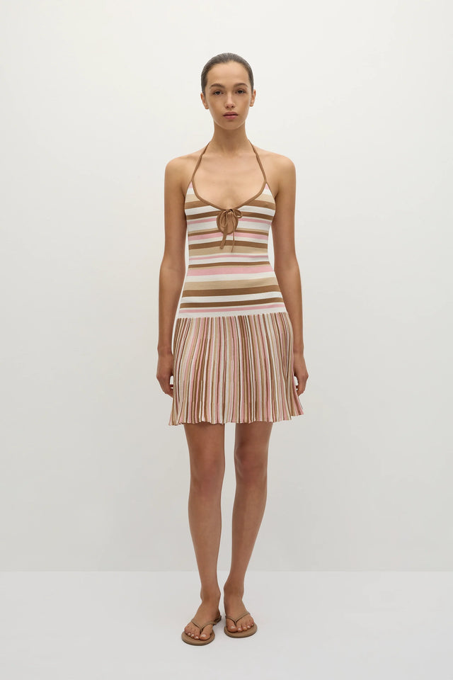 esenia knit dress puce sepia stripe FAITHFULL Esenia Knit Dress in Puce Sepia Stripe