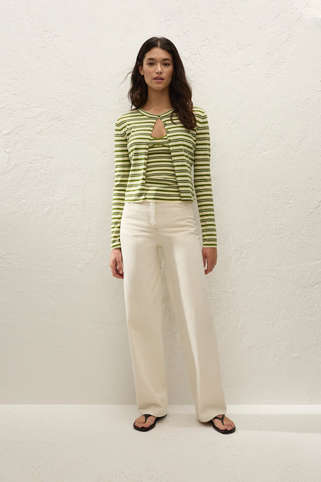 Cinta Cardigan Ombre Stripe Micro Juniper