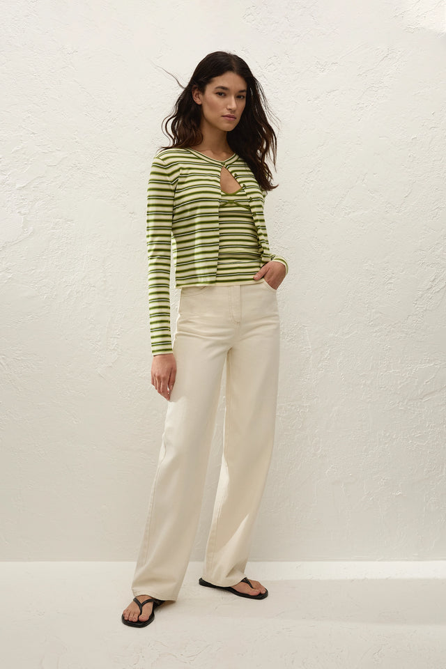 Cinta Cardigan Ombre Stripe Micro Juniper