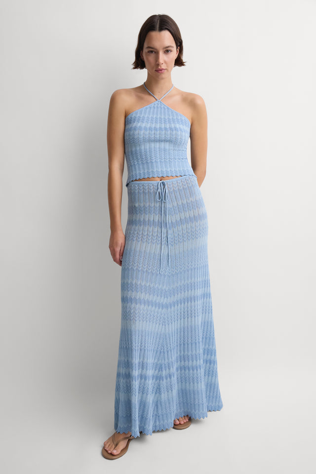 Ria Skirt Light Blue Chevron