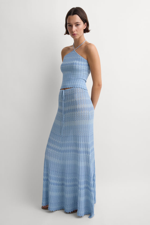 Ria Skirt Light Blue Chevron