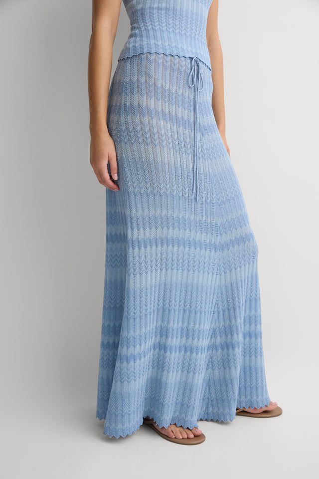Ria Skirt Light Blue Chevron