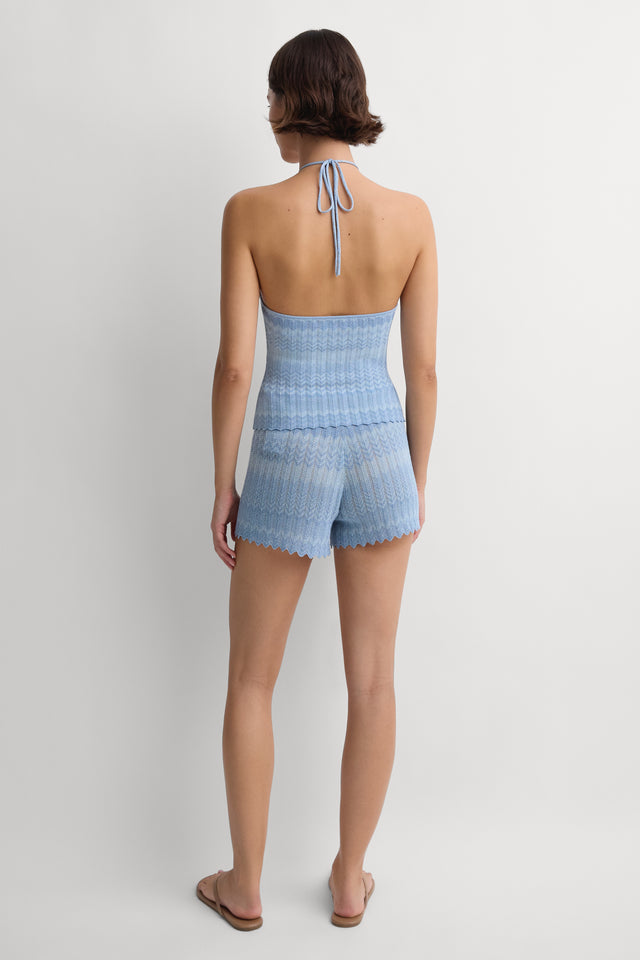 Raya Short Light Blue Chevron