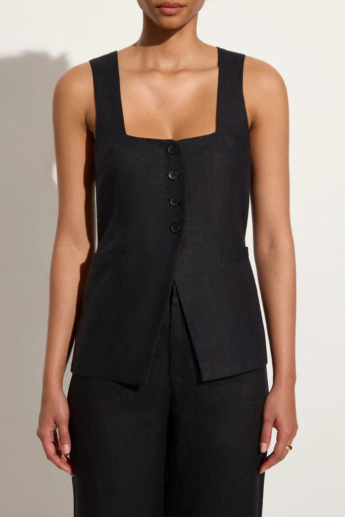 Faithfull The Brand + Net Sustain Maya Linen Vest in Black