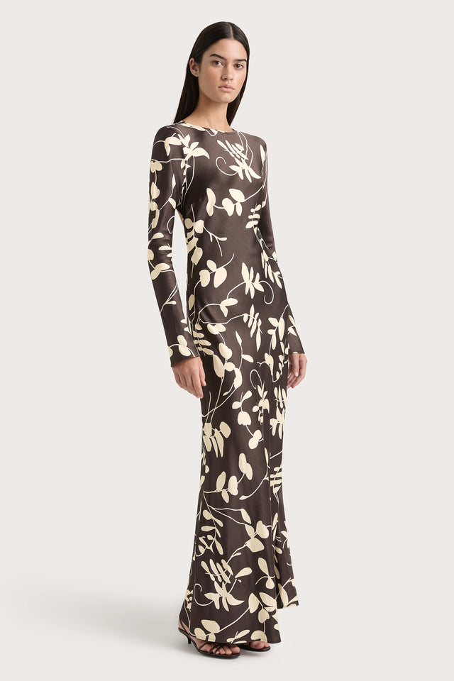 faithfull the brand long sleeve dress Faithfull | Women's Lilou Mini Dress Clover Brown - Final Sale