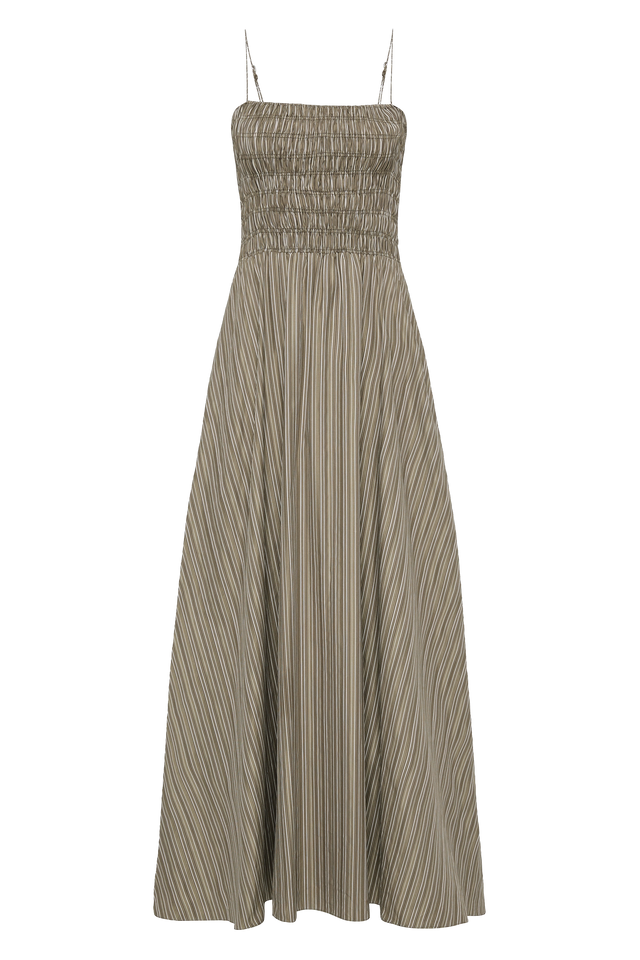 Lida Maxi Dress Khaki Stripe