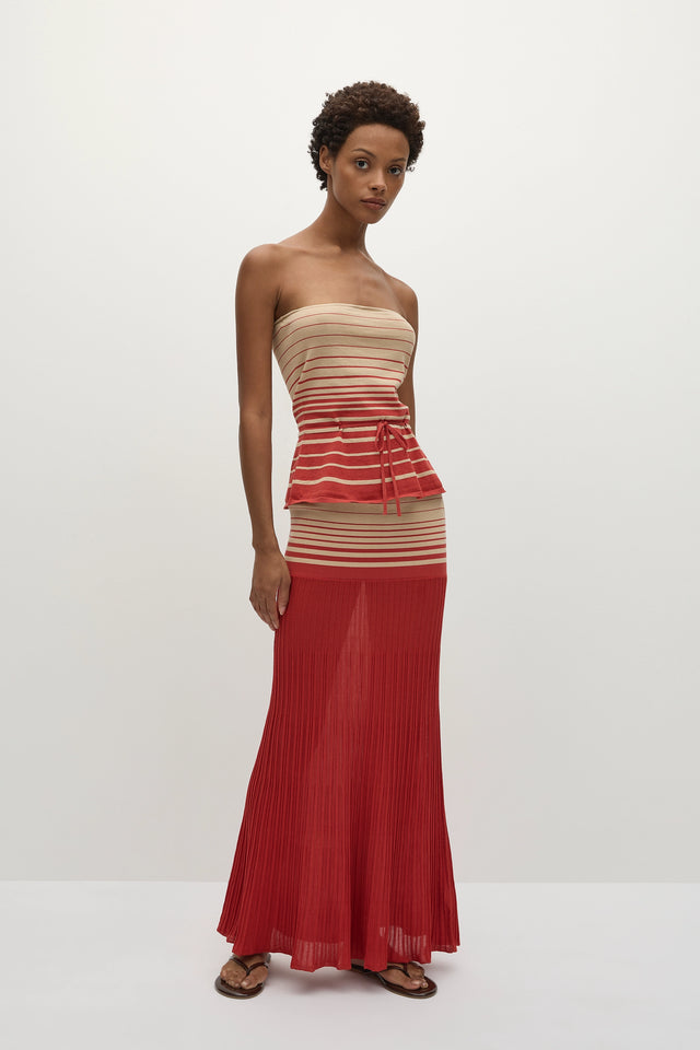 Casia Top Accordion Stripe Amber Fawn