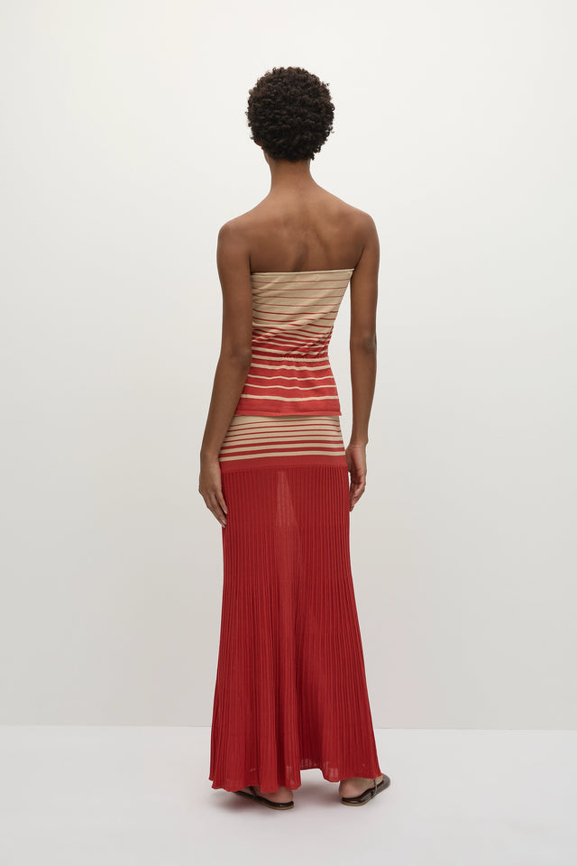 Casia Top Accordion Stripe Amber Fawn