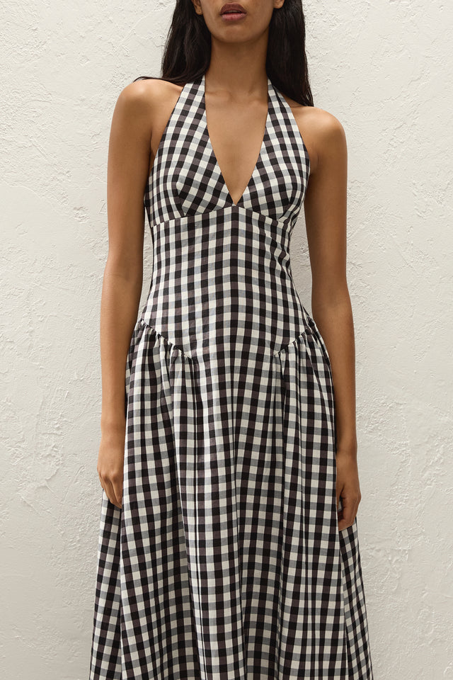 La Cala Midi Dress Gingham Black