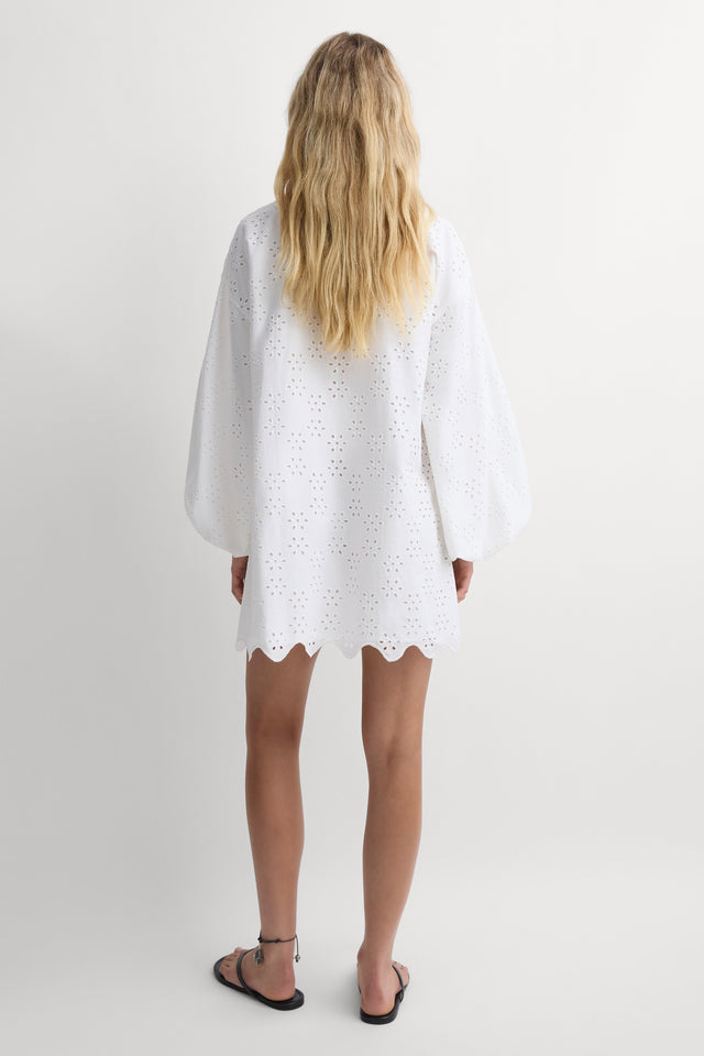 Lareina Mini Dress Sandara Broderie White