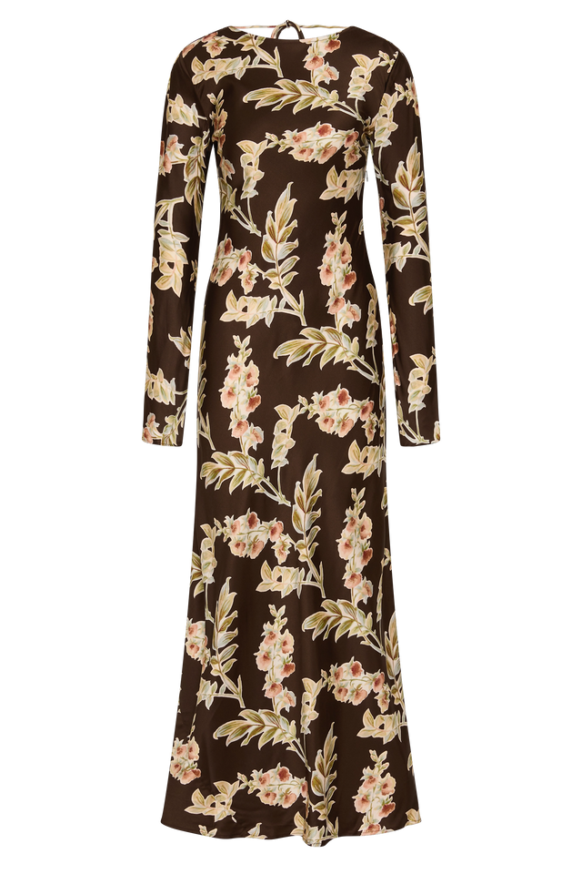 Faroe Maxi Dress Jardin Floral Chocolate