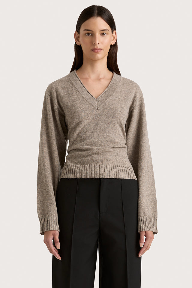 Frederikke Cashemere Sweater Taupe Marle