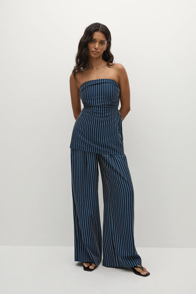 Lalia Trouser Chevron Stripe Vintage Navy