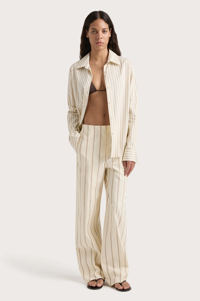 Maeve Stripe Trouser Shadow Stripe Butter