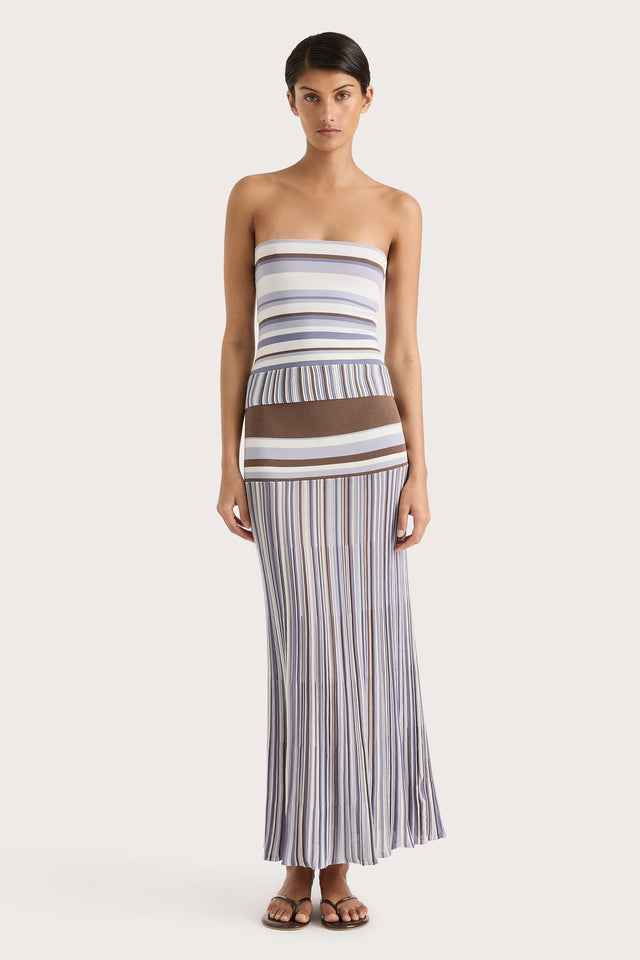 Citara Strapless Top Pale Blue Stripe