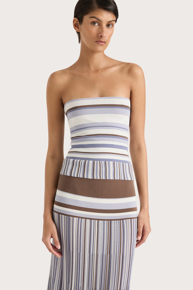 Citara Strapless Top Pale Blue Stripe