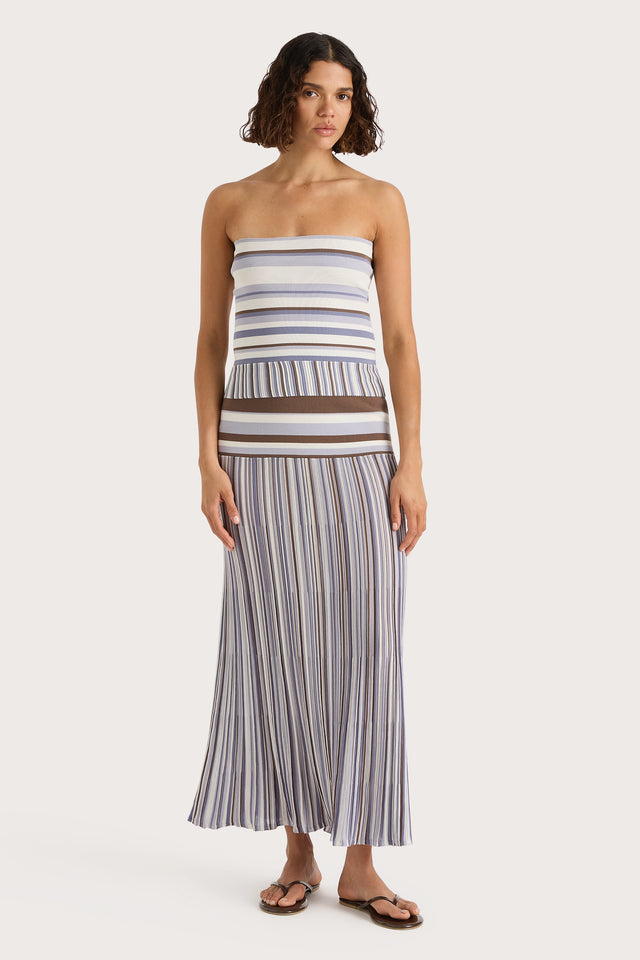 Citara Strapless Top Pale Blue Stripe