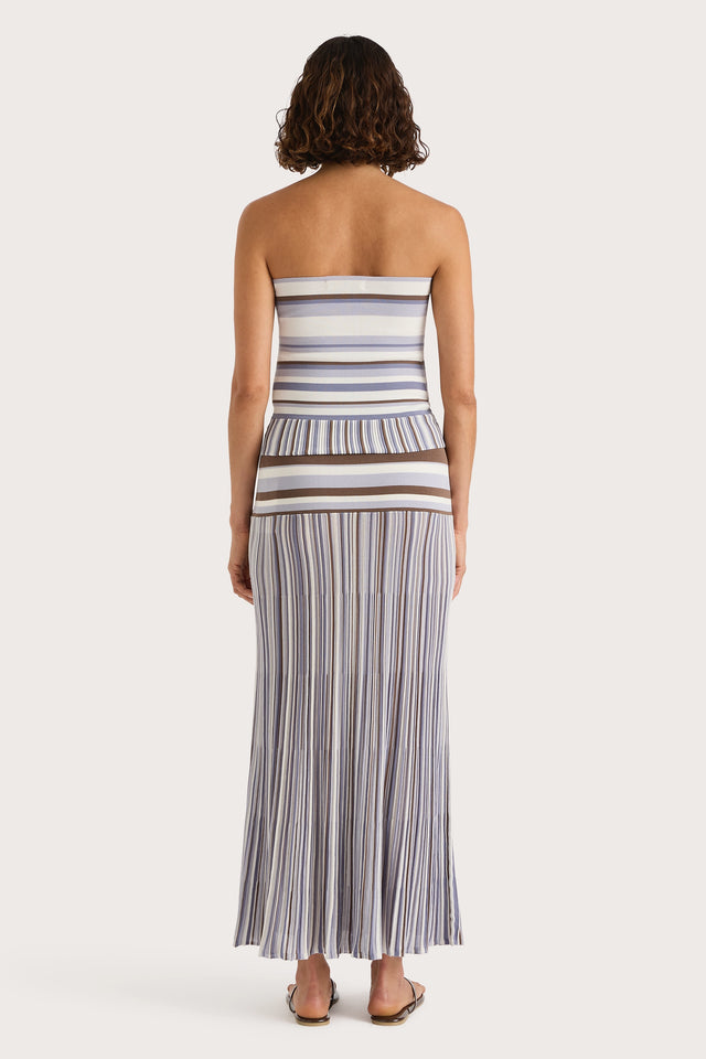 Citara Strapless Top Pale Blue Stripe