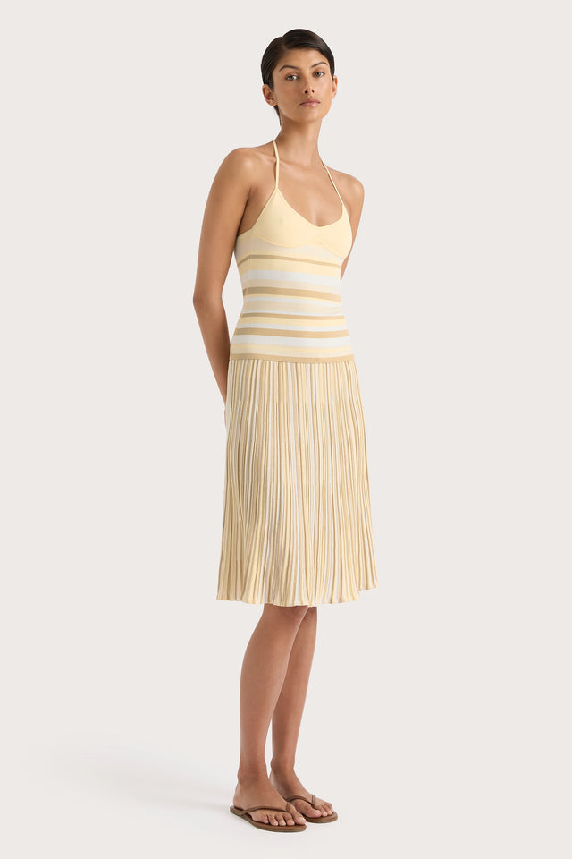 Citara Drawstring Skirt Butter Stripe