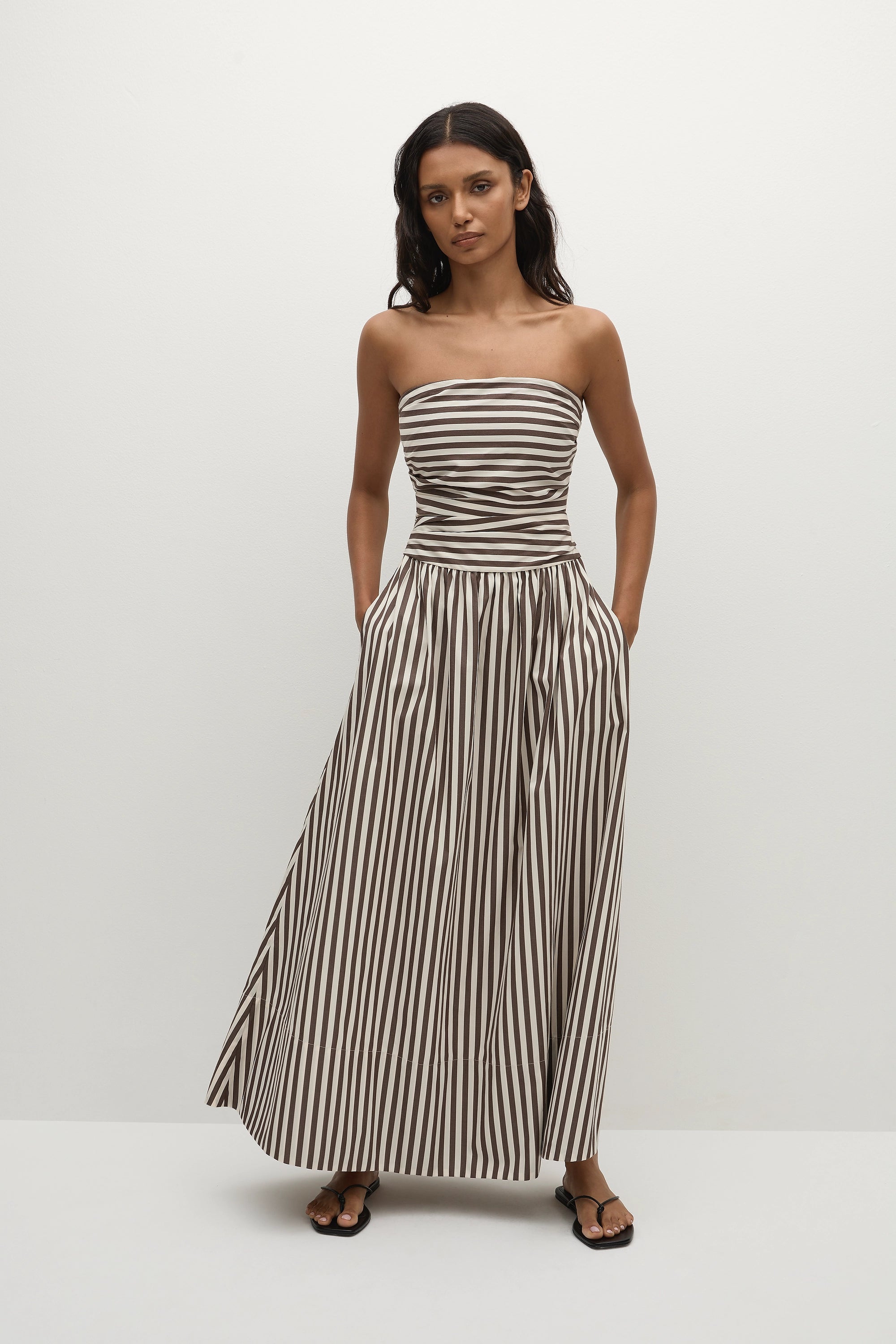 Vera Maxi Dress Norway Stripe Espresso - Faithfull the Brand INT