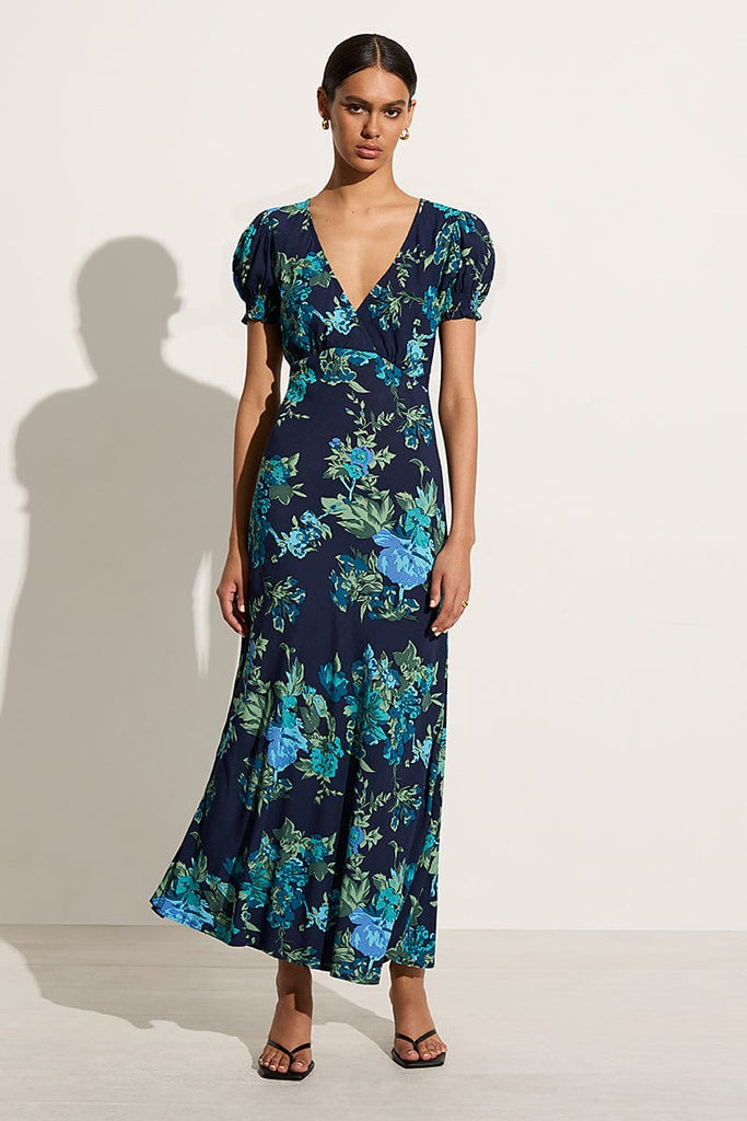 Reis Maxi Dress Escala Floral Navy - Faithfull the Brand