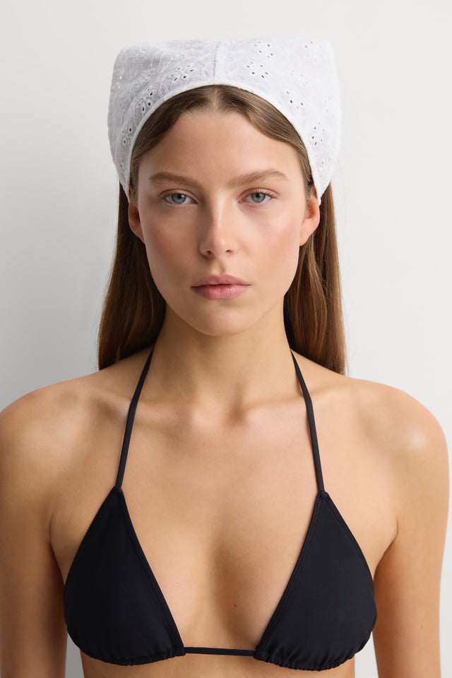 Martha Head Scarf Valentina Broderie White