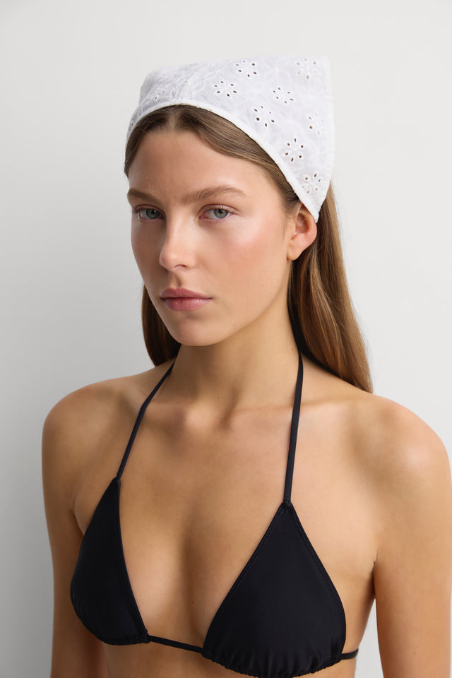 Martha Head Scarf Valentina Broderie White