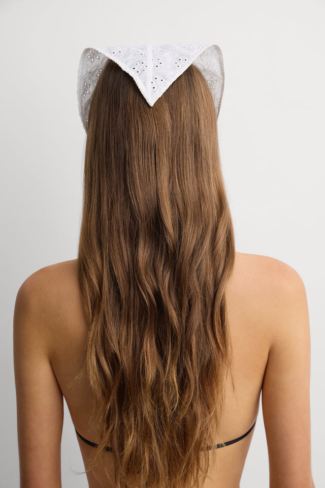 Martha Head Scarf Valentina Broderie White