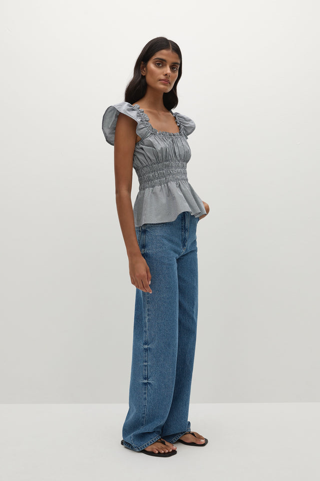 Janne Top Hanne Gingham Vintage Navy