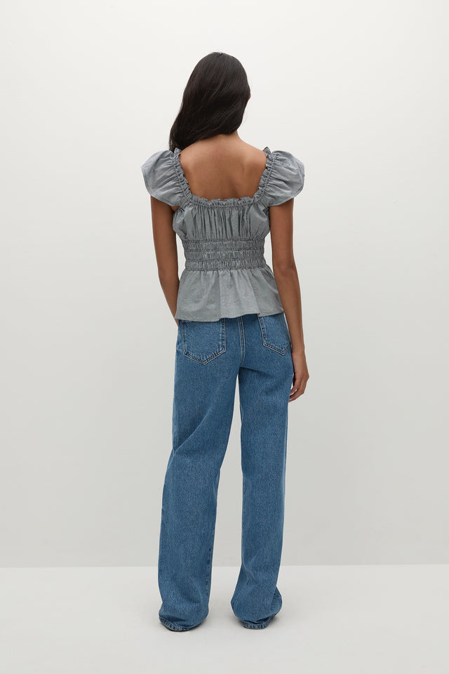 Janne Top Hanne Gingham Vintage Navy