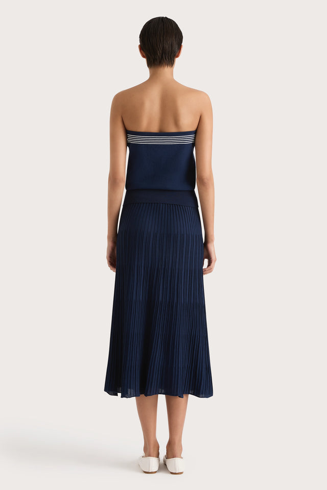 Citara Drawstring Midi Skirt Navy