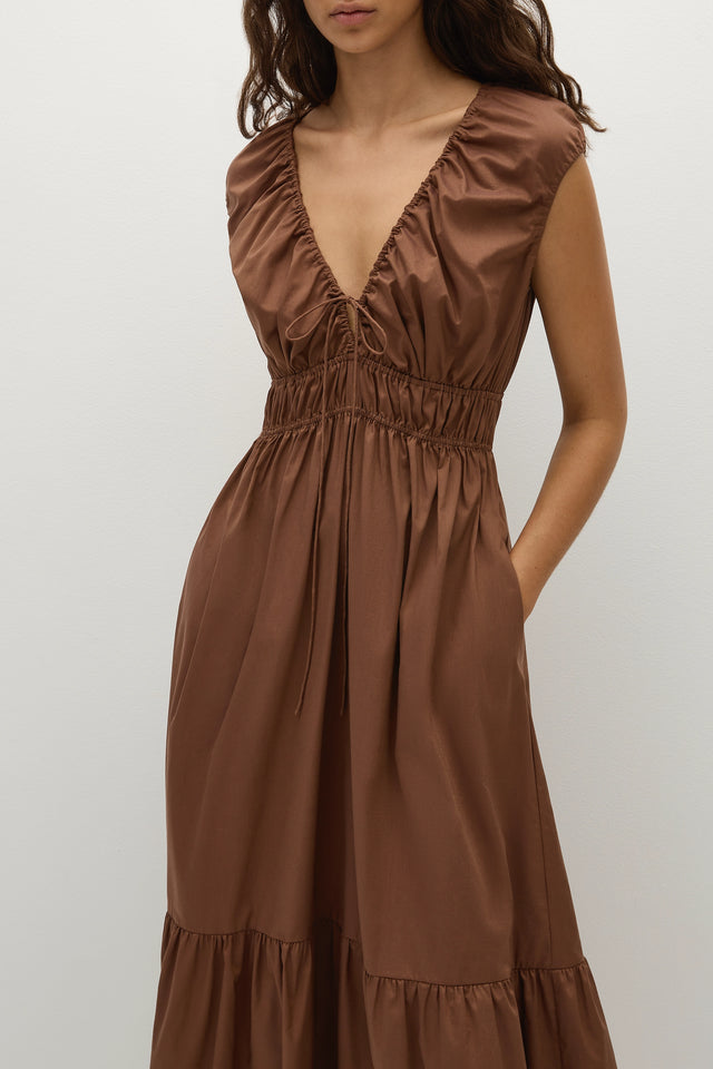 Hedda Maxi Dress Chestnut Brown