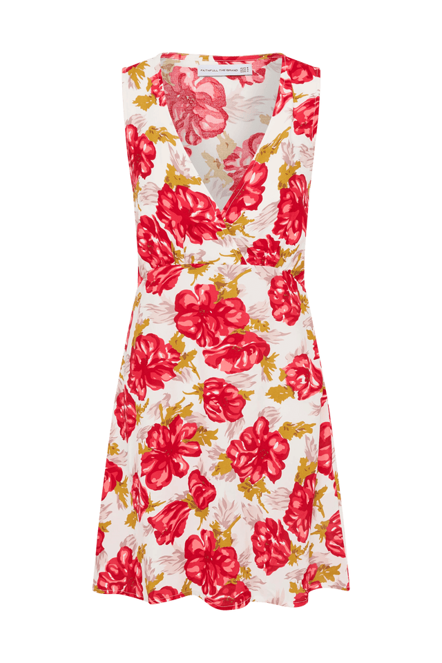 Penne Mini Dress Isadora Floral Red Faithfull the Brand