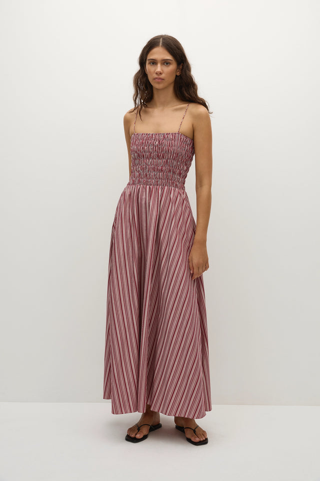 Anniken Maxi Dress Burgundy Stripe - Final Sale, XS / Burgundy Stripe Anniken Maxi Dress Burgundy Stripe - Final Sale, XS / Burgundy Stripe