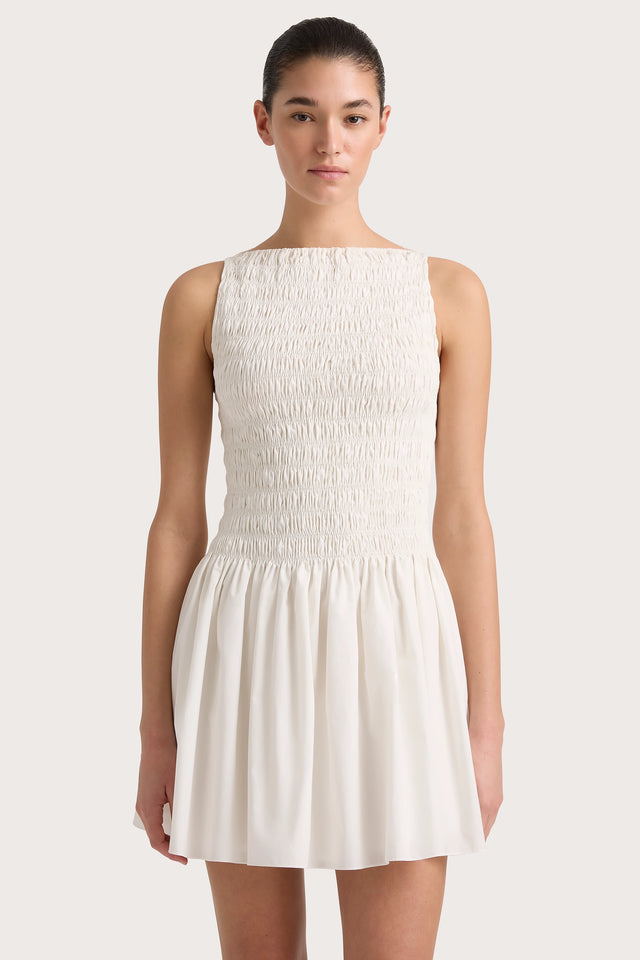 Faithfull the Brand Women's Noa Smocked Minidress - White - Size XL Faithfull the Brand Women's Noa Smocked Minidress - White - Size XL
