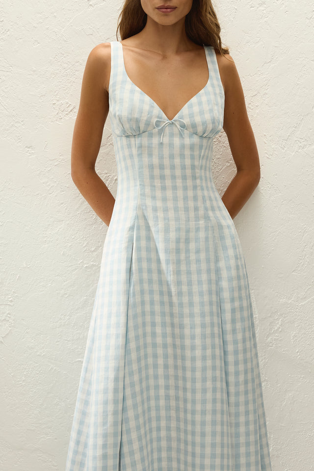 Adalee Midi Dress Sky Blue Gingham - Faithfull the Brand INT Adalee Midi Dress Sky Blue Gingham - Faithfull the Brand INT