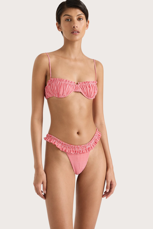 Esterel Bikini Top Gingham Red