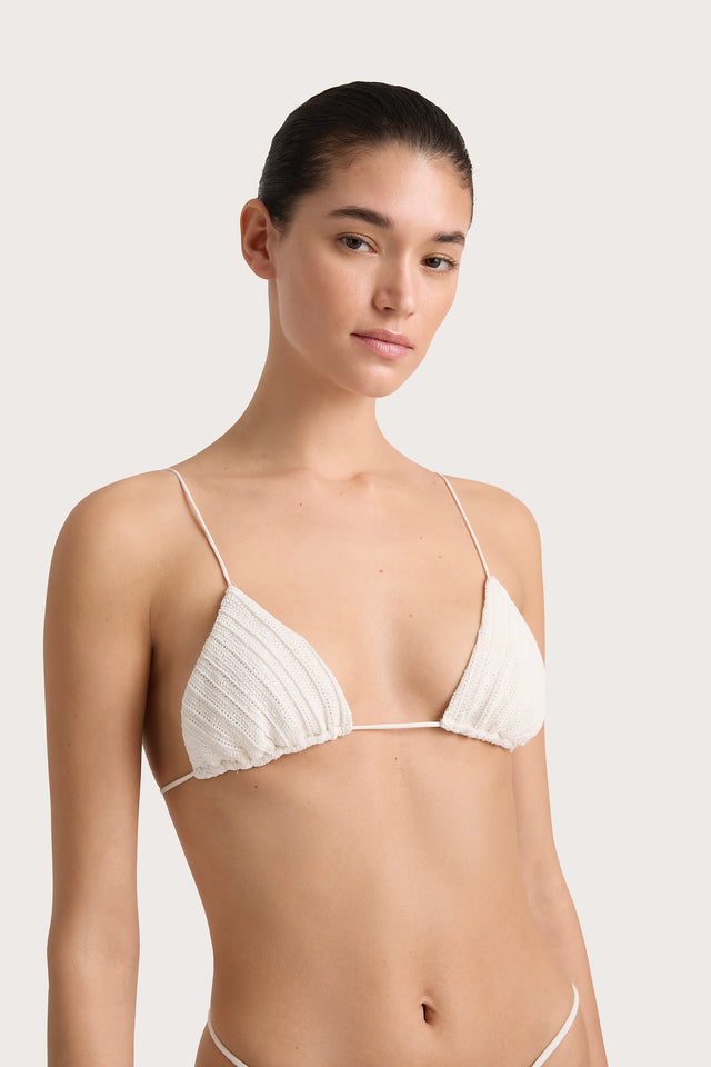 Gianni Crochet Bikini Top White