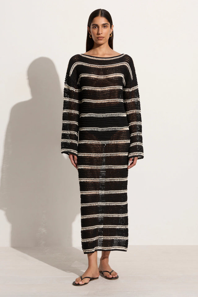 Jesolo Crochet Dress Black/Off White
