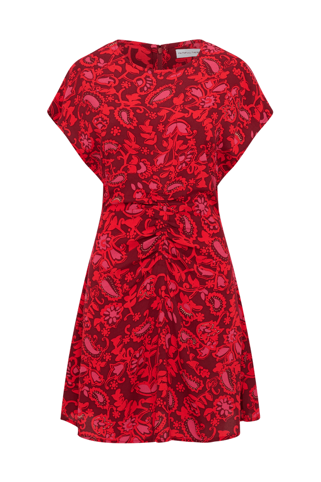 Celestina Mini Dress Selcetta Paisley Red