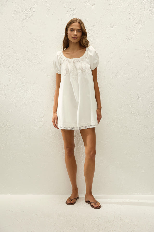 Galle Mini Dress Ixora Lace White