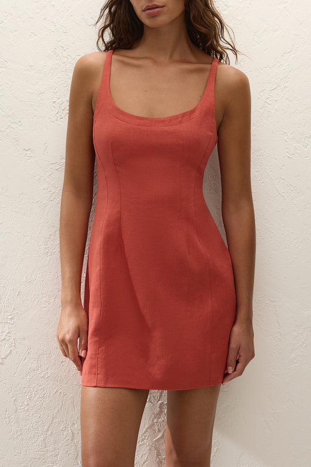 Sanne Mini Dress Dusty Tomato