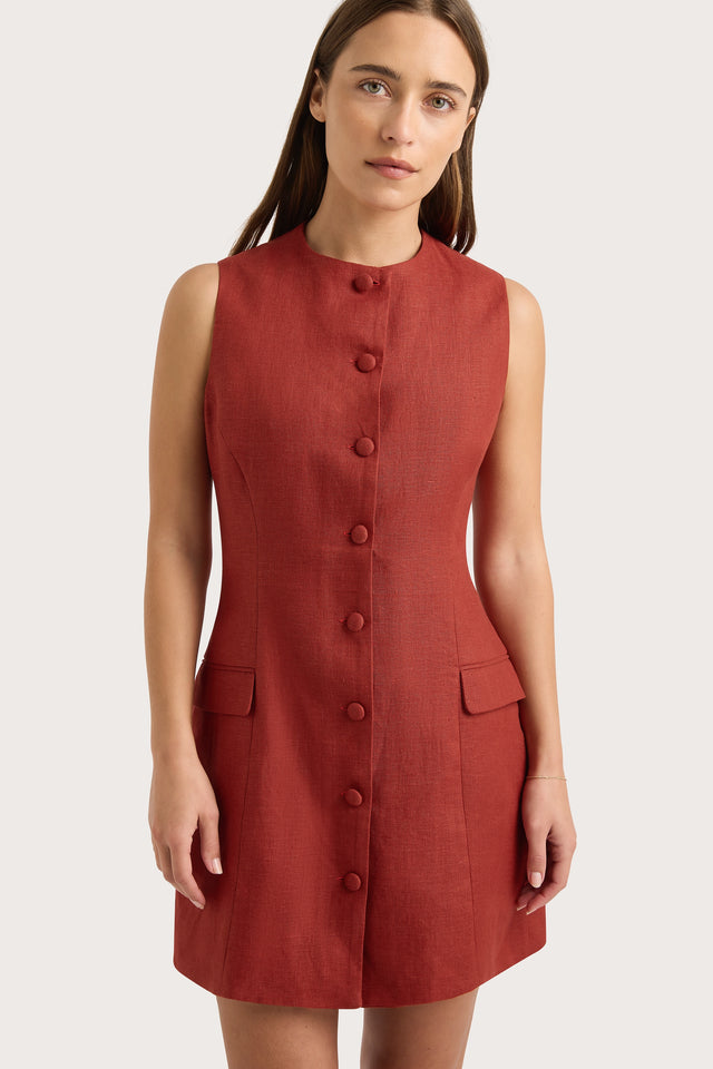 Jane Mini Dress Garnet - Final Sale Faithfull the Brand Jane Mini Dress Garnet - Final Sale Faithfull the Brand