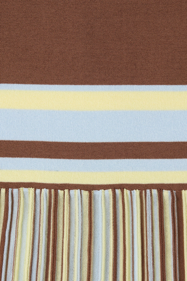 Esenia Knit Dress Sky Blue Pale Yellow Stripe