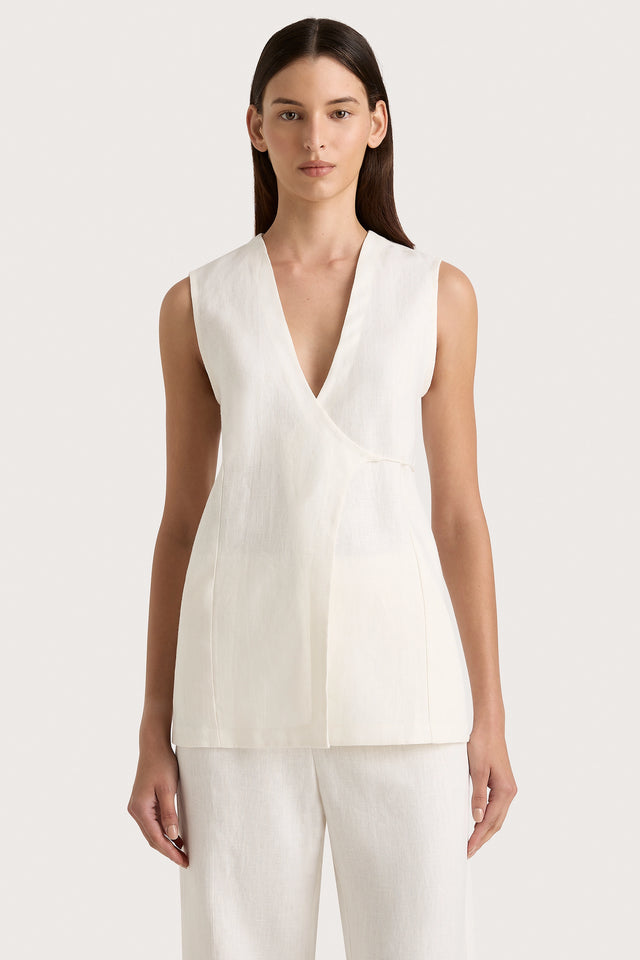 Lulea Wrap Vest White - Final Sale – Faithfull the Brand Lulea Wrap Vest White - Final Sale – Faithfull the Brand